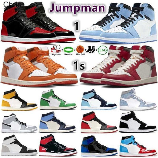 jumpman 1 mens basketball shoes 1s sneakers starfish lost found bred patent university blue stage haze gorge green hyper royal, Black;white